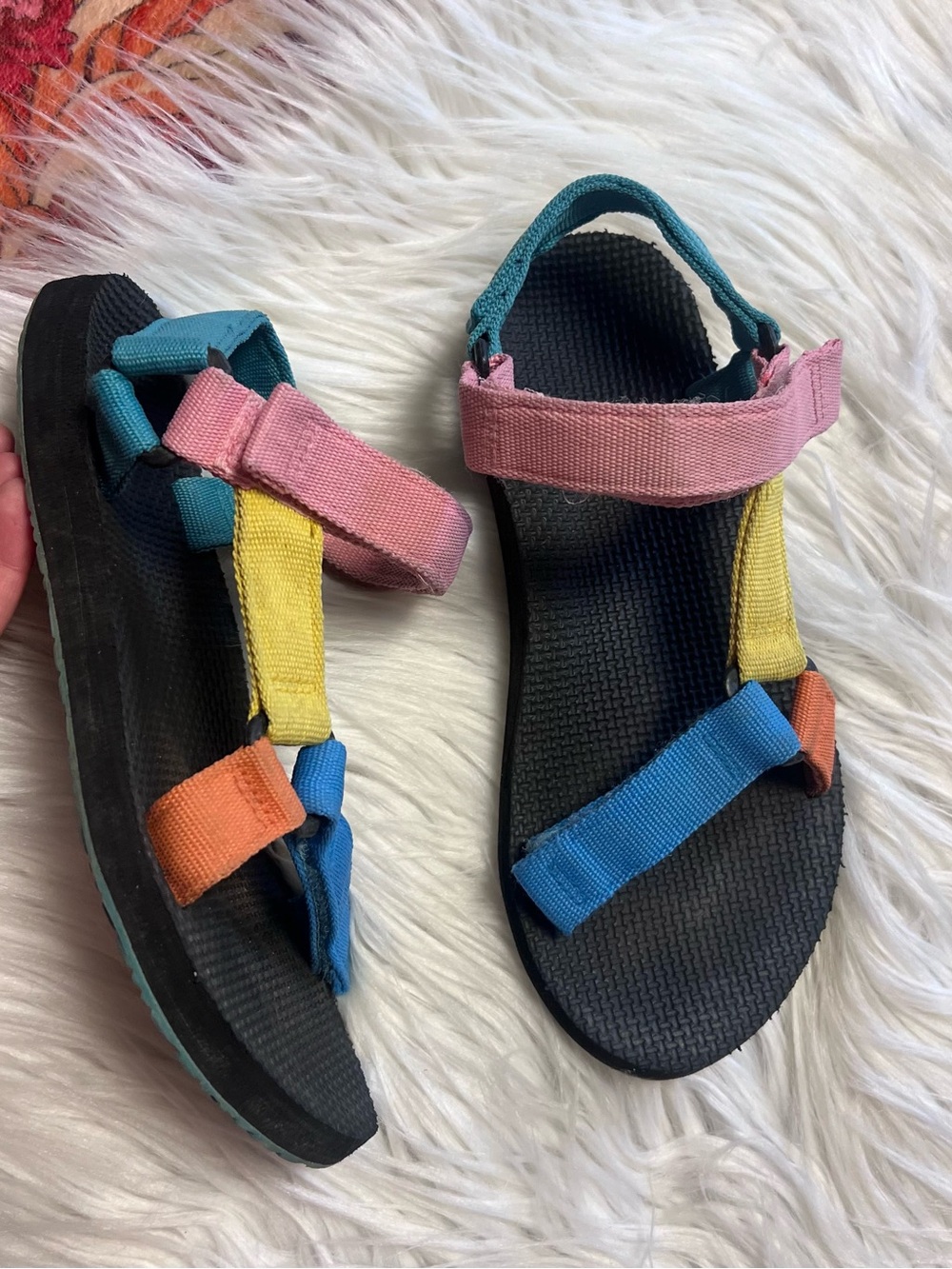 Teva Rainbow Strap Sandals — Pink, Yellow, Blue, Orange, Teal